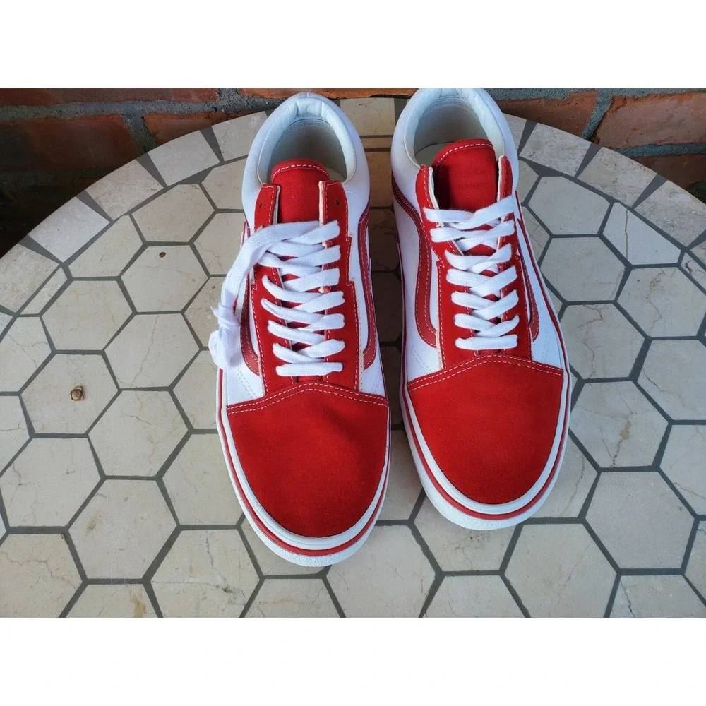 Men Size 6.5 VANS Old Skool Bolt Red VN0009Q56RT Rare Classic Suede Women Sz 8
